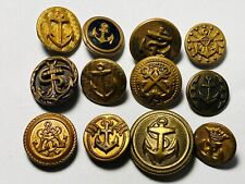Antique Vintage Large Lot Of 12 Metal Picture Buttons Anchors Boat Ship picture
