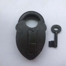 ANTIQUE or OLD IRON TRICK OR PUZZLE PADLOCK OR LOCK WITH KEY. picture