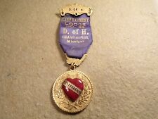 Antique D of H Badge Medal Ribbon Pin Freemasonry Masonic Lodge Grand Rapids  picture
