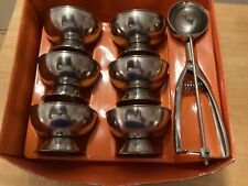 Vtg United Silver & CutleryStainless Steel Ice cream Serving Set 6 Settings picture