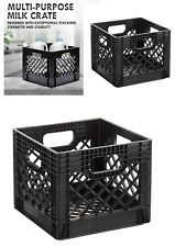 new 16QT Plastic Heavy-Duty Plastic Square Milk Crate Black single set (2 Types) picture