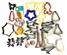Cookie Biscuit Cutters Lot of 27 Metal & Plastic Large & Small Easter Halloween picture