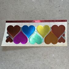Vintage 80’s Cardesign Message Unit Foil Sticker Strip - “Color Hearts” - picture