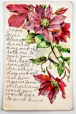 Antique AMP Co Postcard PMK 1909 Embossed PURPLE CLEMATIS General Greeting picture