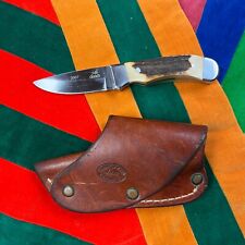 Gerber 2007 Genuine Stag Fixed Blade Knife w Custom Leather Sheath Hunting picture