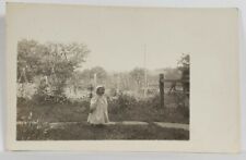 RPPC Most Adorable Girl Cute Smile Bonnet Ball In Yard Postcard R3 picture