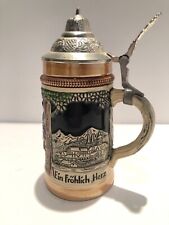 Original King Beer Stein West Germany Pewter Lidded Drunk Patron 300 Vintage picture