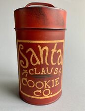Santa Claus Cookie Company Metal Jar Tin Vtg Look Collectible Christmas Decor picture