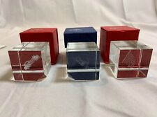 Set of Three Acrylic paperweights with embedded Holygrams and Gift Boxes picture