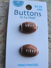 Vintage Buttons Novelty Footballs 2 NOS Realistic Brown White Pig Skin Ball #AS picture