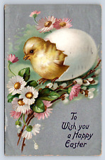 Vintage Postcard Happy Easter Greeting Chick Egg 1924 picture