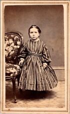 Lovely Little Girl in Striped Dress, 1860s, CDV Photo, Fashion, #1971 picture