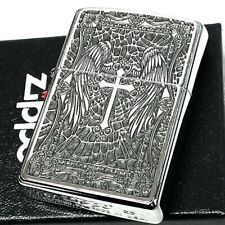 Zippo Oil Lighter Angel Cross Silver 2 Sided Processing Regular Case Japan picture