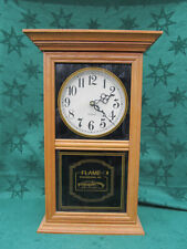 Vintage Oak Framed Adverting Clock FLAME ENGINEERING Red Dragon Tourch Quartz picture