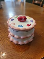 Jelly Belly Ceramic Birthday Cake Jelly Bean Pink Candy or Trinket Box picture