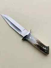 2 PAIR CUSTOM HANDMADE D2 STEEL HUNTING POCKET KNIFE W/ STAG HORN HANDLE SHEATH picture