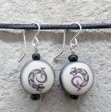 Choctaw-Native American-Clay Two Sided MIMBRES LIZARD Earrings-Marsha Hedrick picture