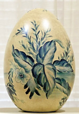 Decorative Egg Rare Vtg Raymond Waites Off White & Blue Floral picture