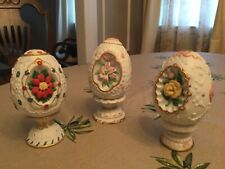 LENOX Set of 3 Egg The ROSE LILY POINSETTIA Blossom picture