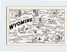Postcard Greetings from Wyoming A Wealth of Wildlife Map Wyoming USA picture