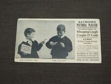 VINTAGE MEDICINE RAYMOND'S PECTORAL PLASTER WHOOPING COUGH COLDS  CARDBOARD AD picture