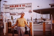Man @ Pompano Florida Fishing Charter Dock Vintage 1970s 35mm Slide Original A56 picture