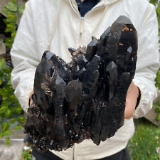 7.8lb Large Natural Black Smoky Quartz Crystal Cluster Raw Mineral Specimen picture