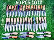 50 PCS LOT, HAND FORGED RAILROAD SPIKE CARBON STEEL BLADE SKINNER HUNTING KNIVES picture