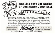 Downtown Johnstown PA-Pennsylvania, Miller's Sale Advertising, Vintage Postcard picture