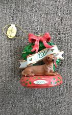 2005 Danbury Mint Dachshund Delight Christmas Ornament Wiener Dog Bed Wreath  picture