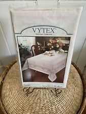 Vintage Vytex Vinyl Lace Look Tablecloth 60 x 90” Oval Damask NOS picture