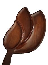 Vtg Caribcraft Leaf Solid Mahogany 3 Section Wood Tray Home Decor Serveware picture