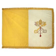Large Vintage Sewn Vatican Flag Catholic Christian Cloth Textile Art Holy See picture
