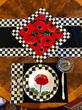 BLACK CHECK COLLECTION--TABLE RUNNER/OR/SQUARE: made w/ MacKenzie-Childs napkins picture