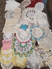 Lot 26 Assorted Doilies Coasters Table Runner Crochet Multicolor VTG picture