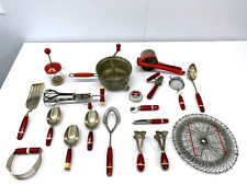 Vintage Red Handle Kitchen Utensils Gadgets, Lot of 19 picture