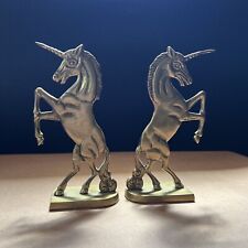Vtg 1970s Rearing Unicorn Solid Brass Magical Mystical Figurine Book End 7.5