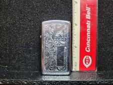 Vintage ZIPPO Slim Line Engraved Lighter Used No Box picture
