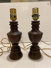 Pair of Vintage Wood Hand Turned Modernist Table Lamps working no shades 10” picture