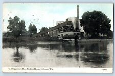 Jefferson Wisconsin Postcard Stoppenbach Sons Packing House Building Lake 1918 picture