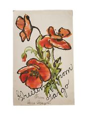 c1900s Antique Greetings From Fargo From Mrs Mayes Flowers Glitter Embossed picture