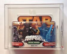 Star Wars Galactic Heroes Darth Vader + Holo Emperor AFA U90 NM+/MT Hasbro 2005 picture