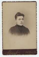 Antique Circa 1880s Cabinet Card Beautiful Young Woman Glasses Strunk Reading PA picture