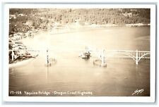 c1950's View Of Yaquina Bridge Oregon Coast Highway Sawyers RPPC Photo Postcard picture