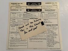 AEA Tune-Up Chart System 1961 Oldsmobile V-8 Series 88  Super 88 & 98 picture