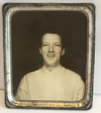 Vintage PHOTOMATIC Young Man Smiling Photo Booth TIN TYPE PICTURE Dec. 1939 picture