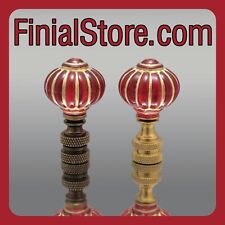 Red/Gold, Acrylic, Antique Style Lamp Finials Polished or Antique Brass Bases picture
