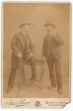 Antique c1880s Cabinet Card Two Stylish German Men Smoking Cigars Lahr, Germany picture