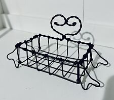Vintage Primitive Rustic Handmade Twisted Wire Heart Rectangle Shaped Basket picture