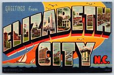 Postcard Greetings From Elizabeth City, Large Letter, North Carolina Posted 1953 picture
